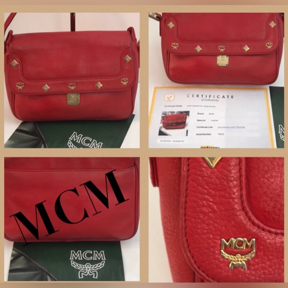 MCM (MICHEAL CORMER MILAN) AUTHENTIC RED LEATHER BAG - Picture 1 of 14